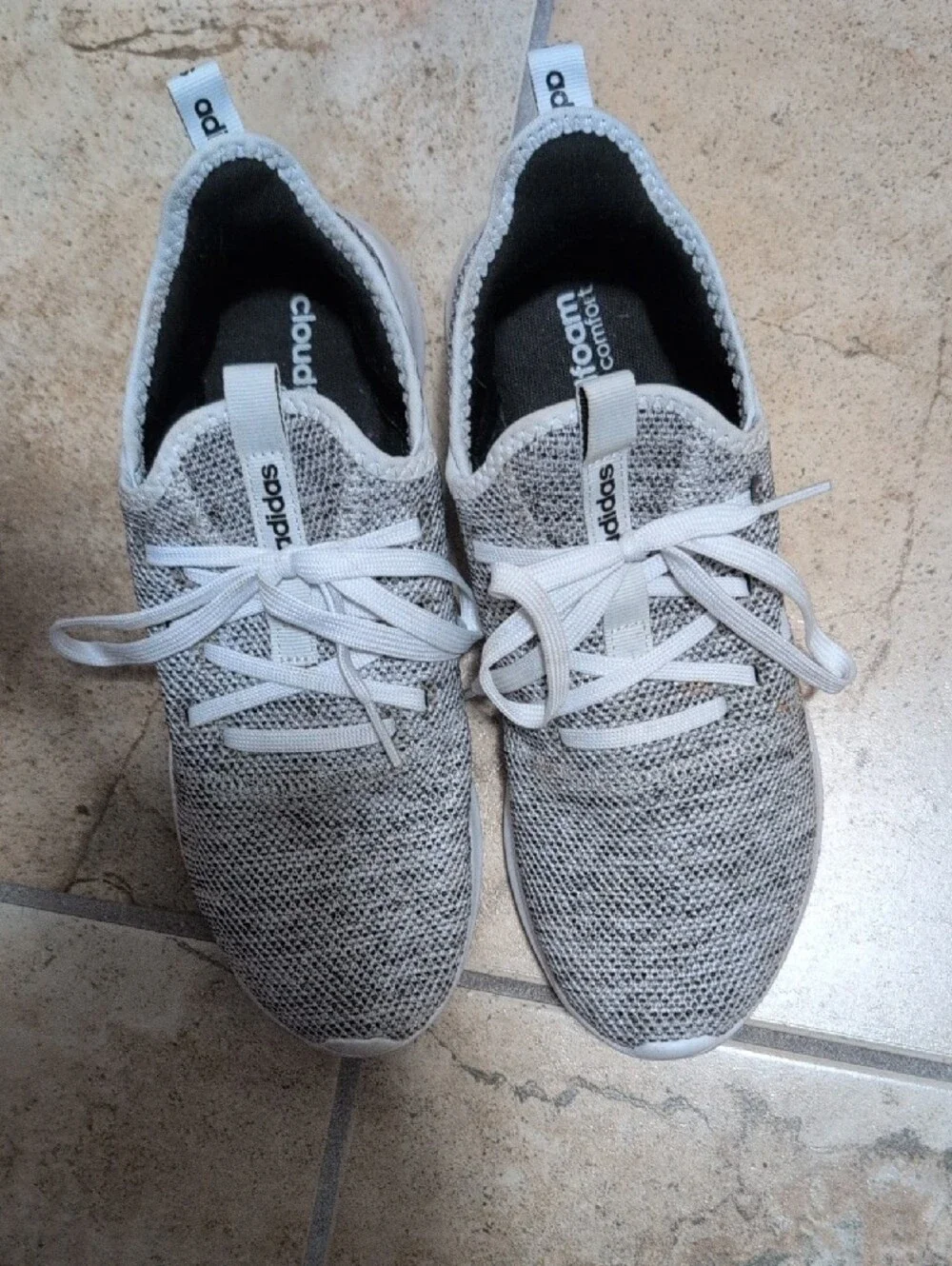 adidas Women's Knit Athletic Sneakers in Gray and White